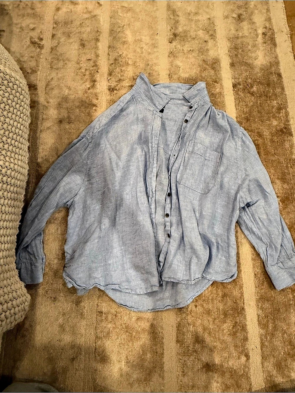 Jones New York Linen Button Down Shirt Blue Size 2X